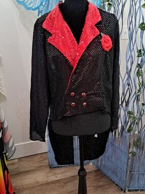 Scarlet Showstopper Sequin Tailcoat Jacket Curtain Call Costumes Adult Large